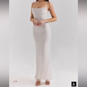 House of CB White Beaded Maxi Dress